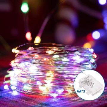 Aigostar - LED-Weihnachtslichterkette für den Außenbereich 50xLED/8 Funktionen 3xAA 5,3m IP44 mehrfarbig
