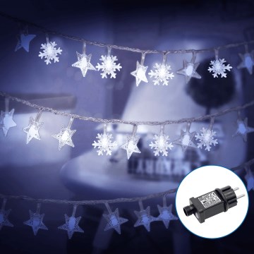 Aigostar - LED-Weihnachtslichterkette für den Außenbereich 50xLED/8 Funktionen 8m IP44 kaltweiß