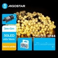 Aigostar - LED-Weihnachtslichterkette für den Außenbereich 50xLED/8 Funktionen 8m IP44 warmweiβ