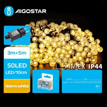 Aigostar - LED-Weihnachtslichterkette für den Außenbereich 50xLED/8 Funktionen 8m IP44 warmweiβ