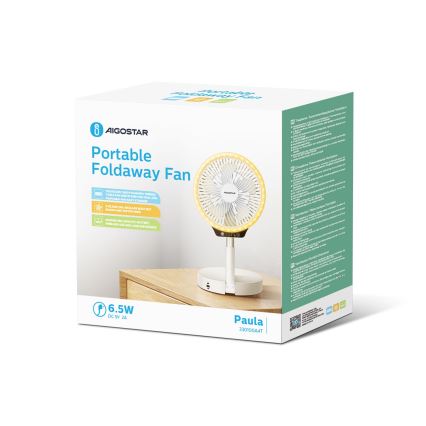 Aigostar - LED Wireless faltbarer Ventilator mit USB Anschluss 6,5W/5V