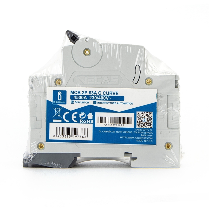 Aigostar - Leitungsschutzschalter 2-polig 2P-50A-C 230-400V