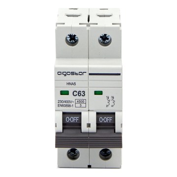 Aigostar - Leitungsschutzschalter 2-polig (2P) 63 A, Charakteristik C, 230–400 V