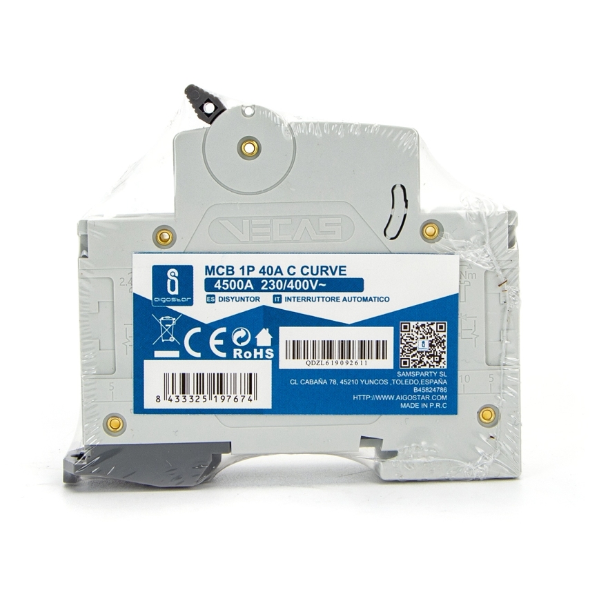 Aigostar - Leitungsschutzschalter einphasig 1P-40A-C 230-400V