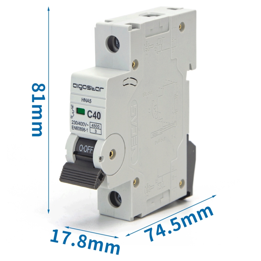 Aigostar - Leitungsschutzschalter einphasig 1P-40A-C 230-400V
