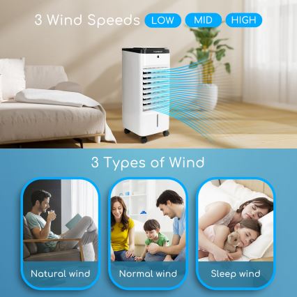 Aigostar - Luftkühler 60W/230V weiß/schwarz + Fernbedienung