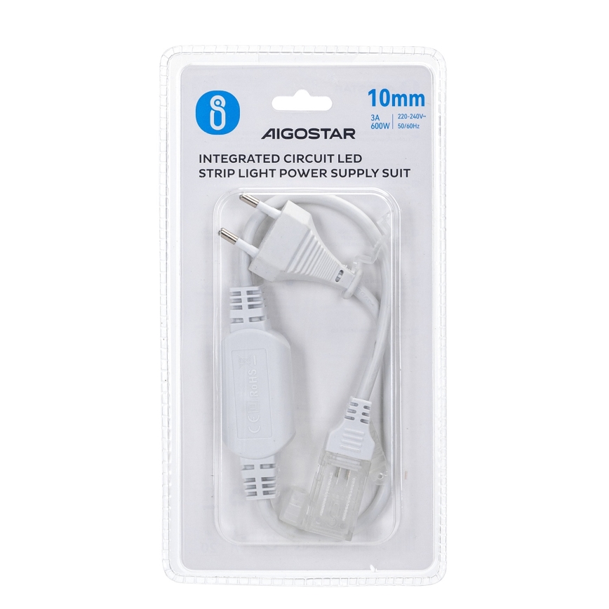 Aigostar - Netzteil für LED-Streifen 10 mm 600W/230V weiß