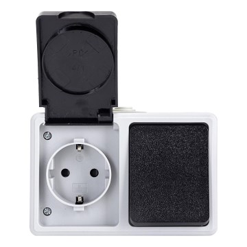 Aigostar - Outdoor-Schalter 1P mit Steckdose 1x16A/250V IP54