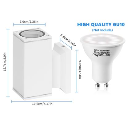 Aigostar - Outdoor-Wandleuchte 1xGU10/230V weiß IP65 eckig