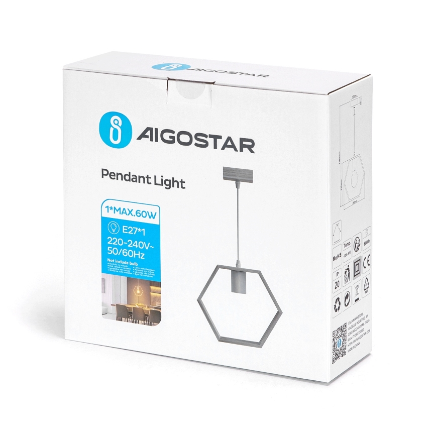 Aigostar - Pendelleuchte 1xE27/60W/230V beige
