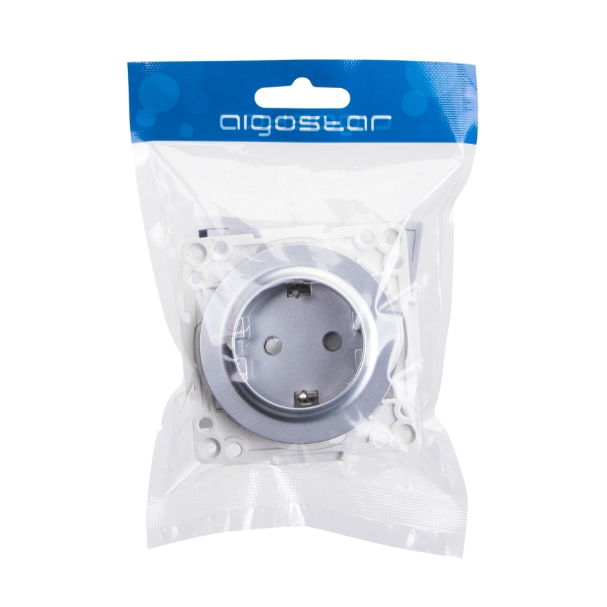 Aigostar - rahmenlose SCHUKO-Steckdose 250 V/16 A, silber