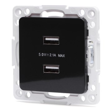 Aigostar - rahmenlose USB-Steckdose 2x USB-A schwarz
