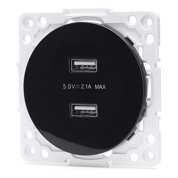 Aigostar - rahmenlose USB-Steckdose, 2x USB-A, schwarz