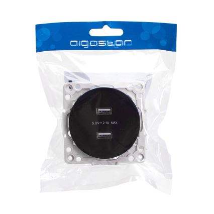 Aigostar - rahmenlose USB-Steckdose, 2x USB-A, schwarz