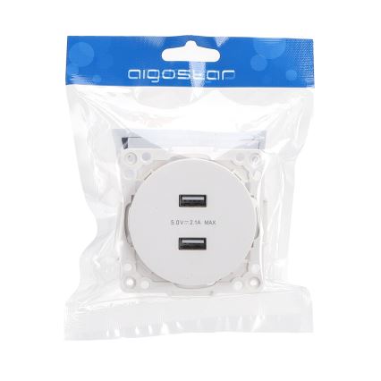 Aigostar - rahmenlose USB-Steckdose, 2x USB-A, weiß
