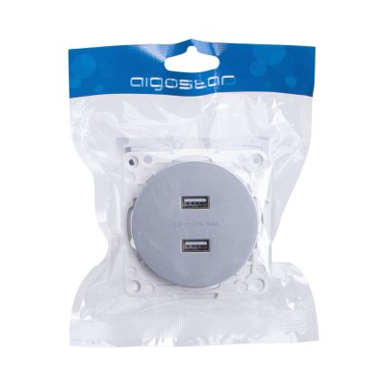 Aigostar - rahmenlose USB-Steckdose, 2× USB-A, silber