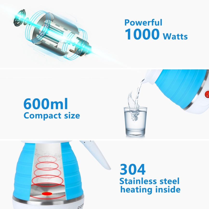 Aigostar - Reise-Wasserkocher 600ml 1000W/230V