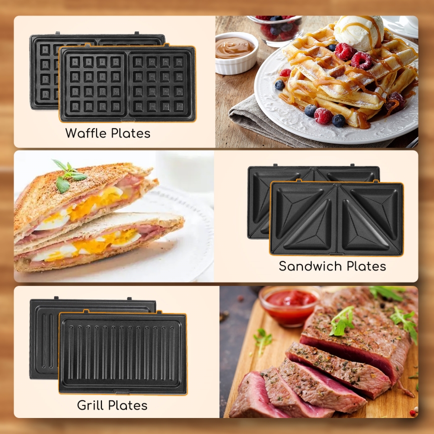 Aigostar - Sandwichmaker 800W/230V schwarz
