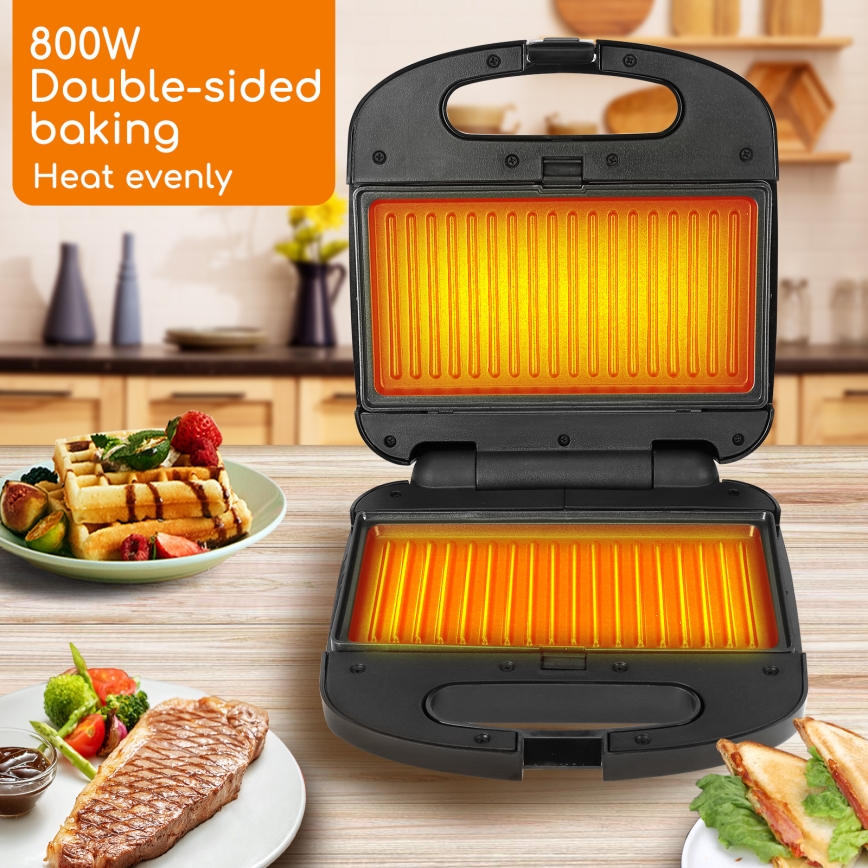 Aigostar - Sandwichmaker 800W/230V schwarz