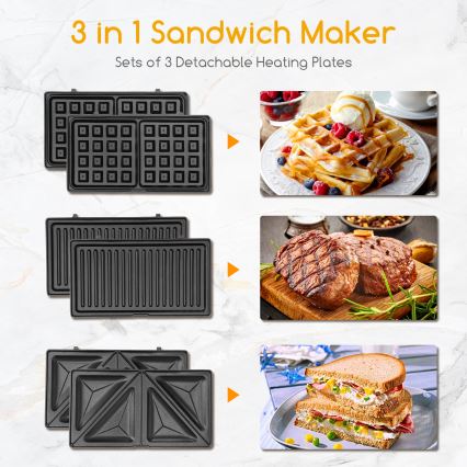 Aigostar - Sandwichmaker 800W/230V schwarz