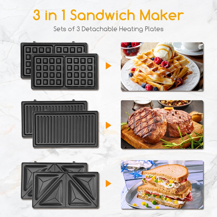 Aigostar - Sandwichmaker 800W/230V schwarz