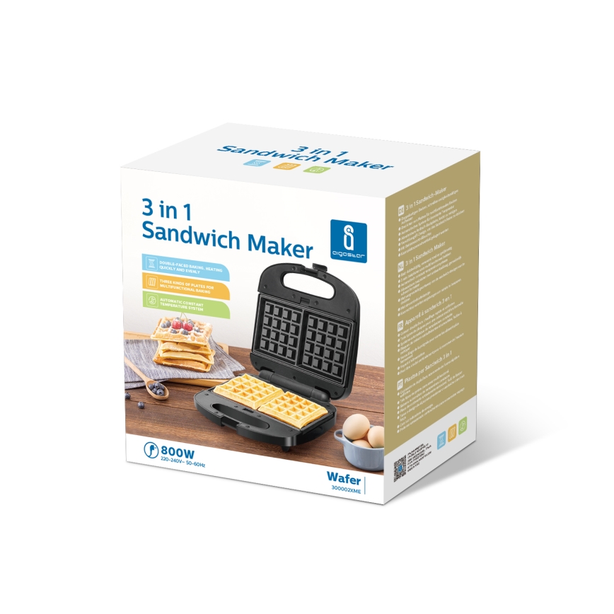 Aigostar - Sandwichmaker 800W/230V schwarz