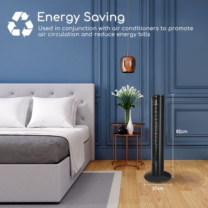 Aigostar - Säulenventilator 45W/230V schwarz