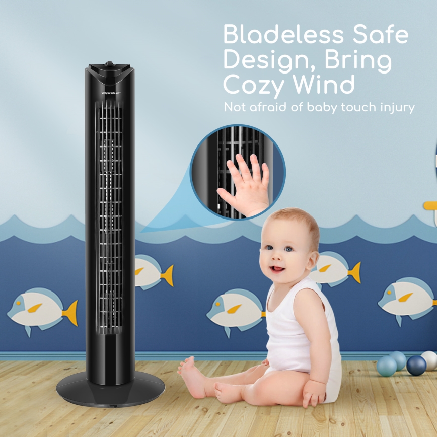 Aigostar - Säulenventilator 45W/230V schwarz