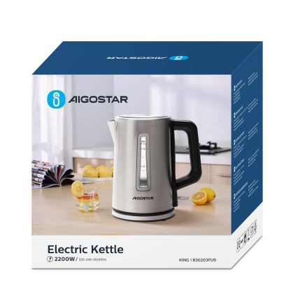 Aigostar - Wasserkocher 1,7 l 2200W/230V mattchrom