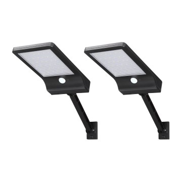 Aigostar - SET 2x LED Solar-Straßenleuchte mit Sensor LED/3W/3,7V1800 mAh IP44 3000/4000/5000K + Fernbedienung