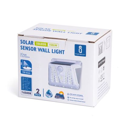 Aigostar - SET 2x LED-Solarleuchte für den Außenbereich mit Sensor LED/1,48W/3,7V IP65 1200 mAh