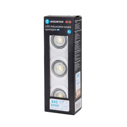 Aigostar - Set 3x LED-Einbauleuchte 1xGU10/4,5W/230V 6500K weiß