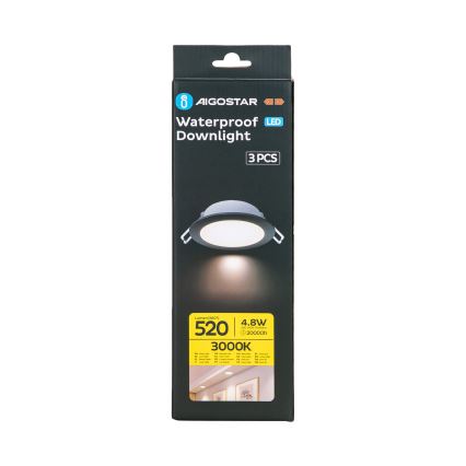 Aigostar - SET 3x LED-Einbauleuchte für den Außenbereich LED/4,8W/230V 3000K IP65 schwarz