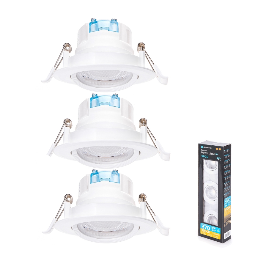 Aigostar - SET 3x LED Einbauleuchte LED/5W/230V 3000K Ø 8,5 cm weiß
