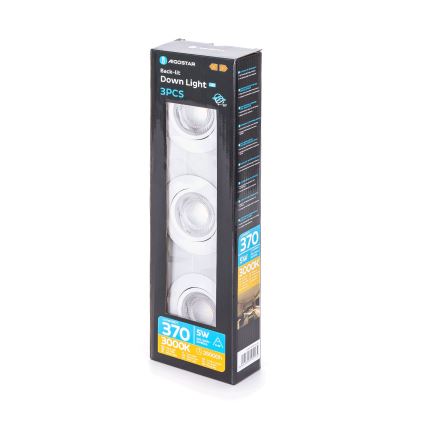 Aigostar - SET 3x LED Einbauleuchte LED/5W/230V 3000K Ø 8,5 cm weiß