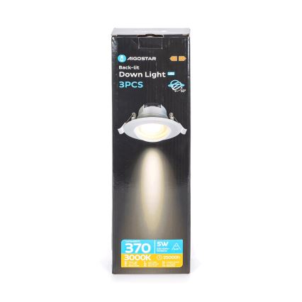 Aigostar - SET 3x LED Einbauleuchte LED/5W/230V 3000K Ø 8,5 cm weiß