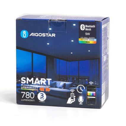 Aigostar - SET 3x LED RGBW Dimmbare Einbauleuchte MESH LED/9W/230V 2700K-6500K d 14,5cm