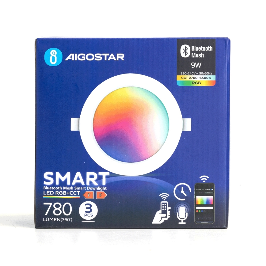 Aigostar - SET 3x LED RGBW Dimmbare Einbauleuchte MESH LED/9W/230V 2700K-6500K d 14,5cm