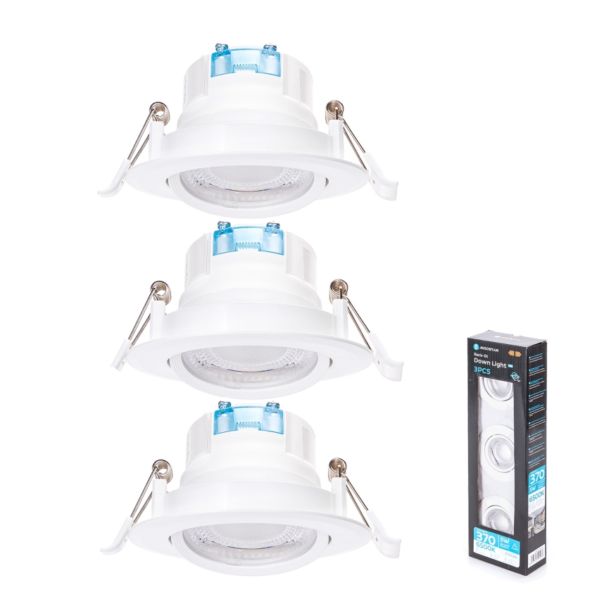 Aigostar - SET mit 3 LED-Einbauleuchten LED/5W/230V 6500K Ø 8,5 cm weiß