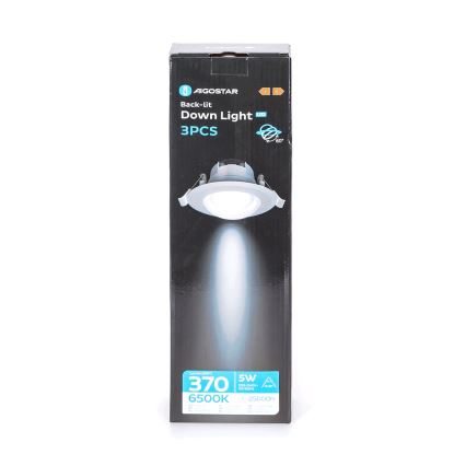 Aigostar - SET mit 3 LED-Einbauleuchten LED/5W/230V 6500K Ø 8,5 cm weiß