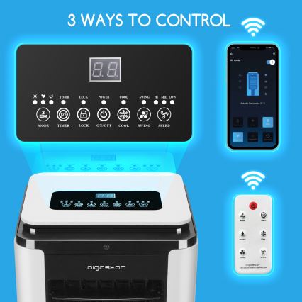 Aigostar - Smart Luftkühler 75W/230V Wi-Fi + Fernbedienung