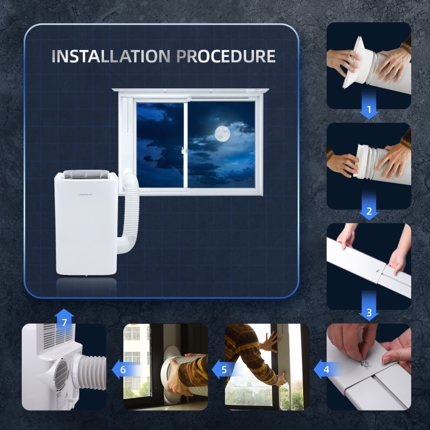 Aigostar - Intelligente mobile Klimaanlage 1337W/230V 12000 BTU Wi-Fi  weiß + Fernbedienung