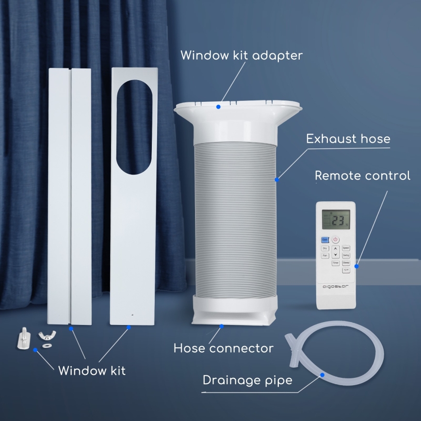 Aigostar - Intelligente mobile Klimaanlage 1337W/230V 12000 BTU Wi-Fi  weiß + Fernbedienung