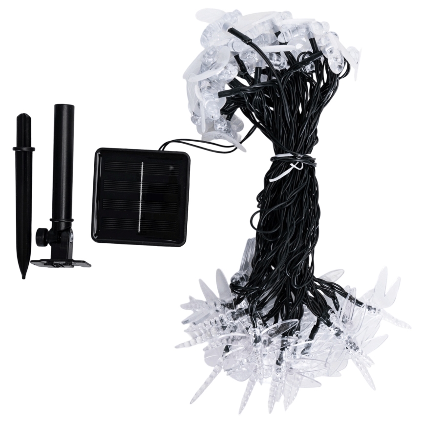 Aigostar - LED solarbetriebene Dekorations-Lichterkette, 50 LEDs, 8 Funktionen, 10 m, 800 mAh, IP65, kaltweiß