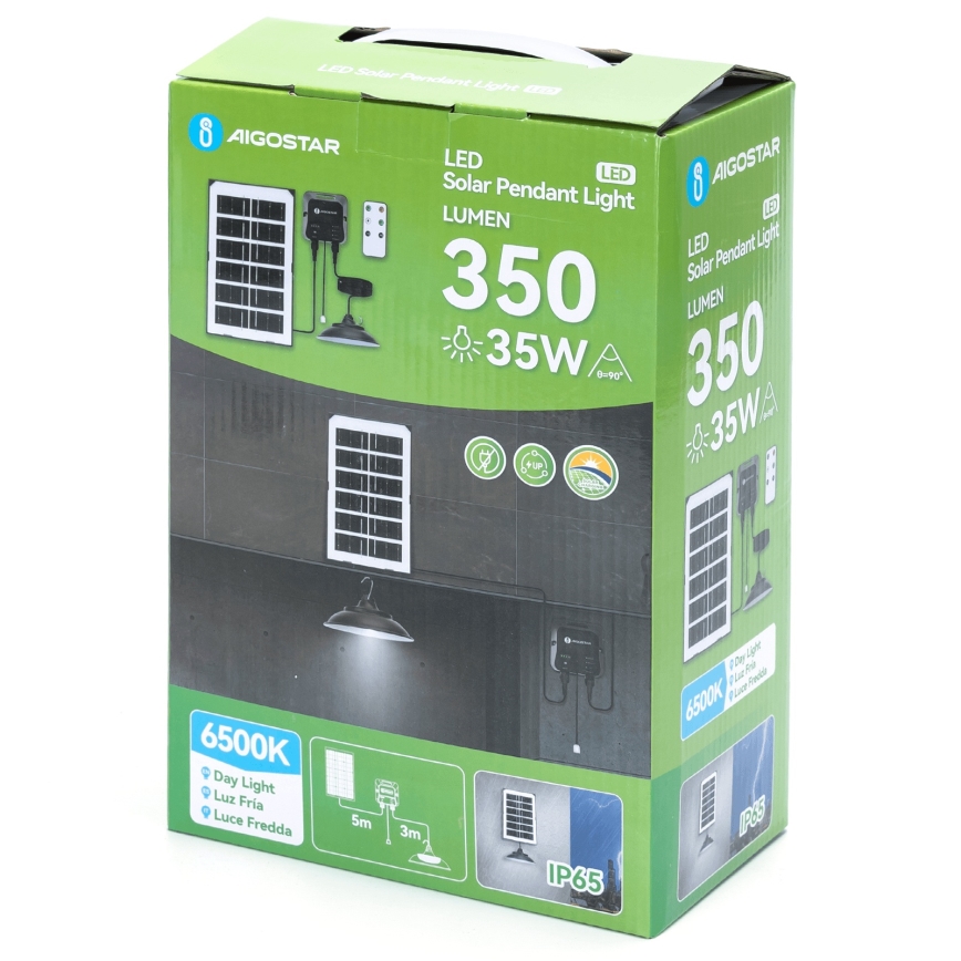 Aigostar - LED Solar-Lüster LED/35W/12V 3000 mAh 6500K IP65 Ø 15 cm + Fernbedienung