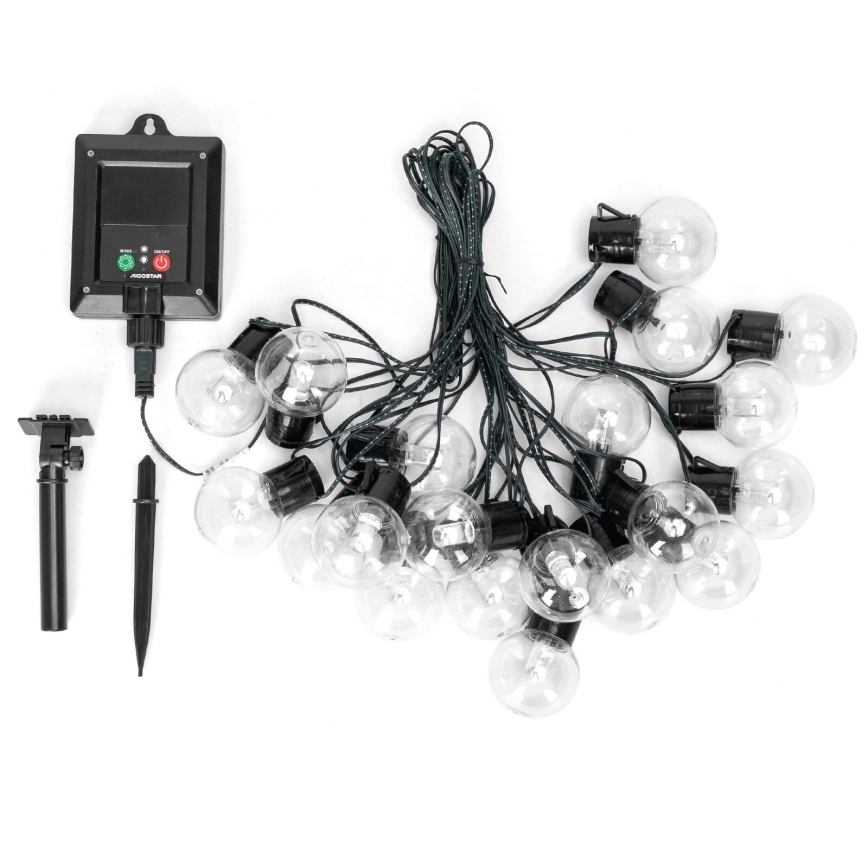 Aigostar - Solar-LED-Lichterkette 20 LEDs / 8 Funktionen 11,5 m IP65 mehrfarbig