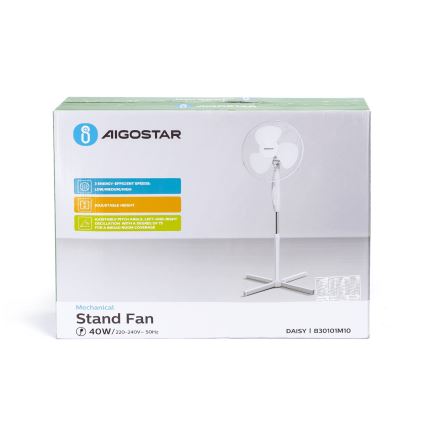 Aigostar - Standventilator 45W/230V 125 cm weiß