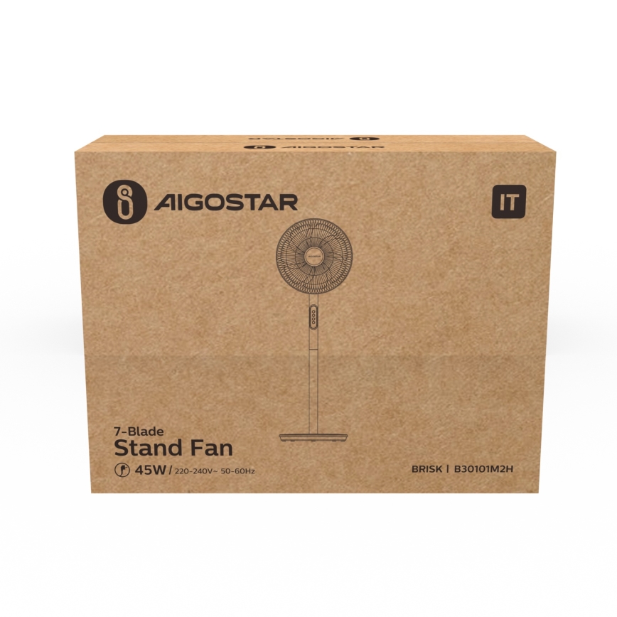 Aigostar - Standventilator 45W/230V Ø 35 cm weiß