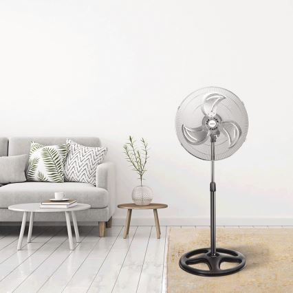 Aigostar - Standventilator 55W/230V glänzendes Chrom/schwarz