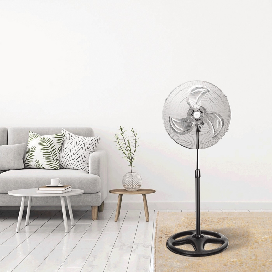 Aigostar - Standventilator 55W/230V glänzendes Chrom/schwarz